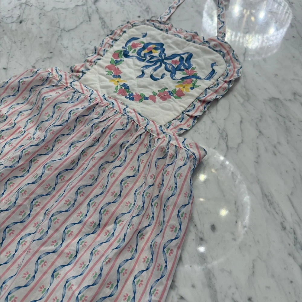EXCELLENT Vintage 1980s Apron Kitchen T&CL Baking Cooking Pink Blue RARE - Picture 3 of 6